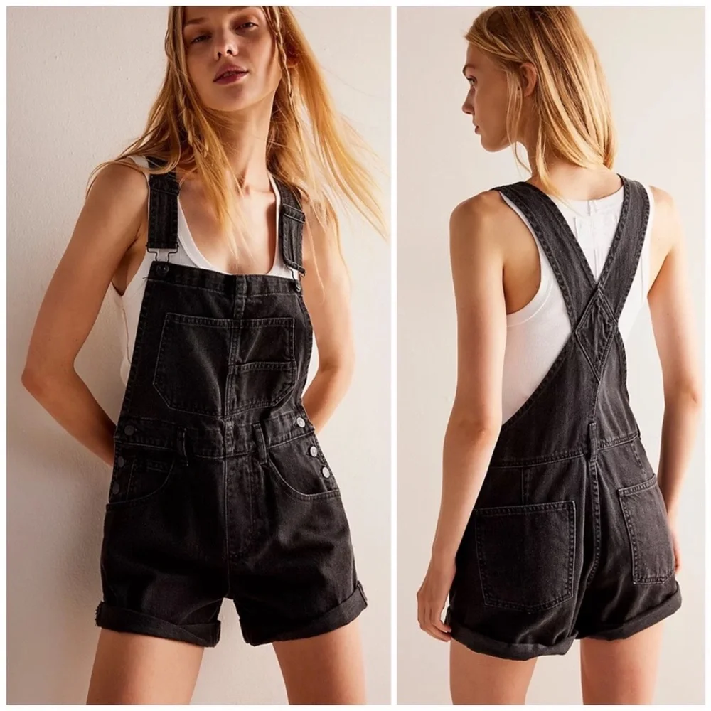 Free People We the Free Ziggy Shortall Overalls in Mineral Black XL